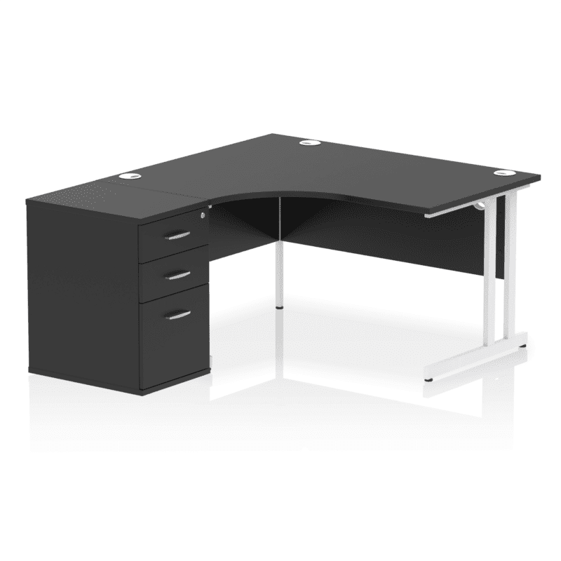 Impulse 1400mm Cantilever Left Crescent Desk Workstation - Image 21