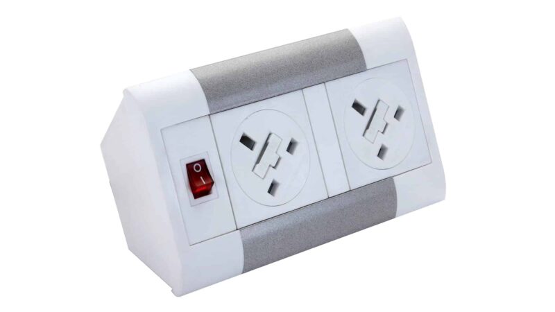 Impulse Desktop Module 2 x 5A UK Sockets, 1 x Neon Switch, 1 x 500mm Lead to 3 Pole Connector in White - Image 3