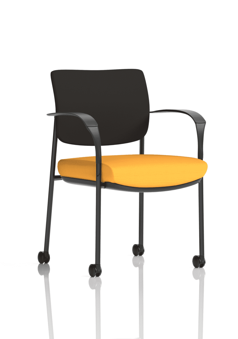 Brunswick Deluxe Medium Back Stacking Visitor Office Chair with Arms with Castors Bespoke - Image 5