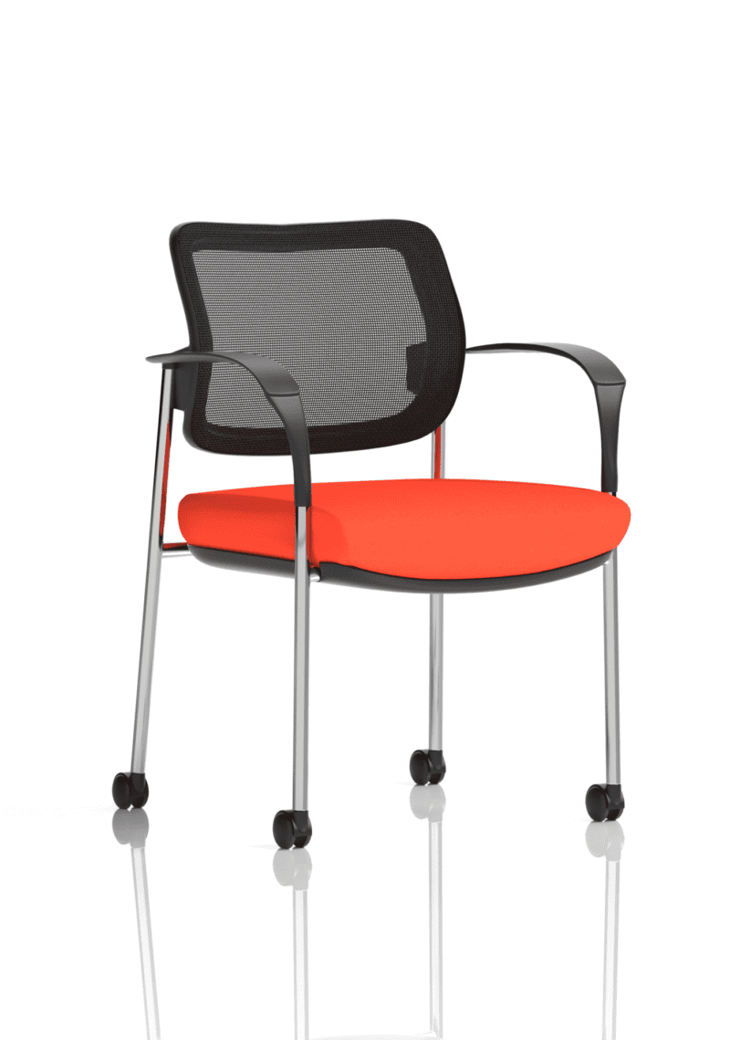 Brunswick Deluxe Medium Back Stacking Visitor Office Chair with Arms with Castors Bespoke - Image 47