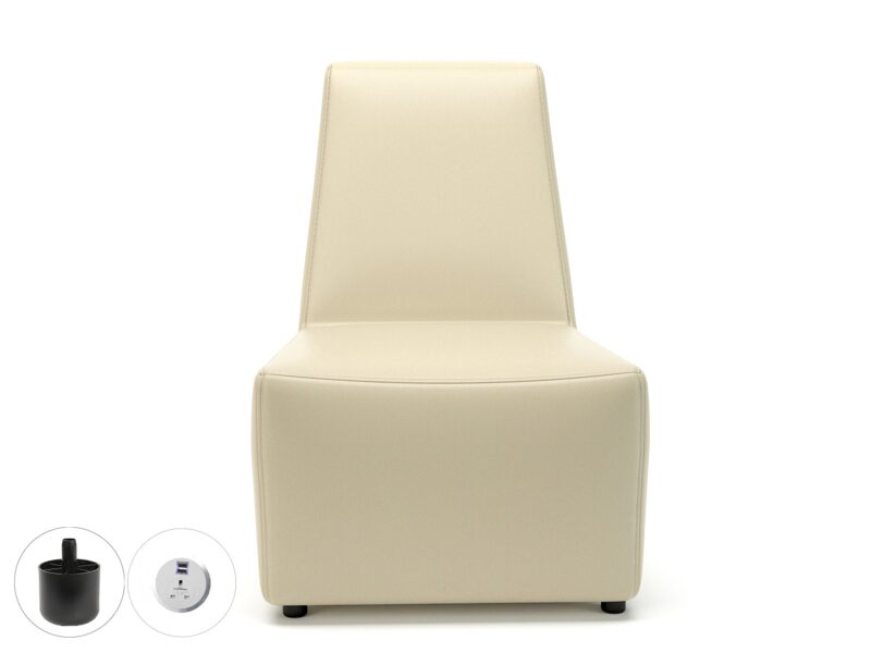 Pella 65cm Wide Chair in Cristina Marrone Ultima Faux Leather with Socket - Image 5