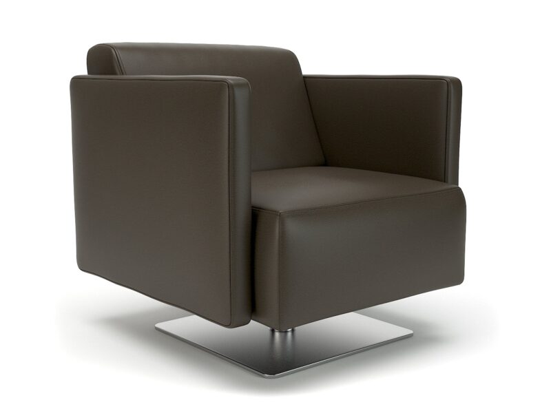 Napa Slim Arm 75cm Wide Swivel Armchair in Cristina Marrone Ultima Faux Leather - Image 13
