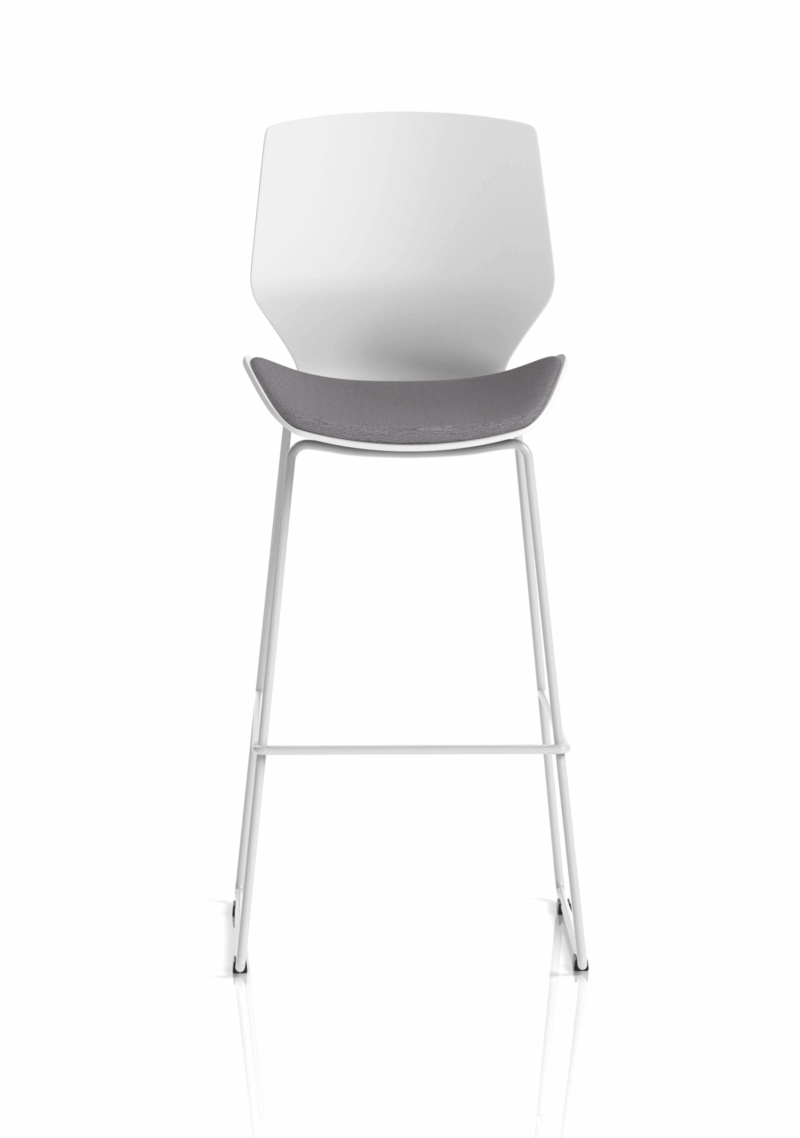 Florence White Frame Fabric Seat High Stool Chair - Image 2