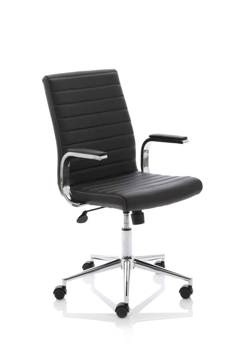 Impulse 1600mm Cantilever Straight Desk With Mobile Pedestal and Ezra Black Executive Chair - Image 38