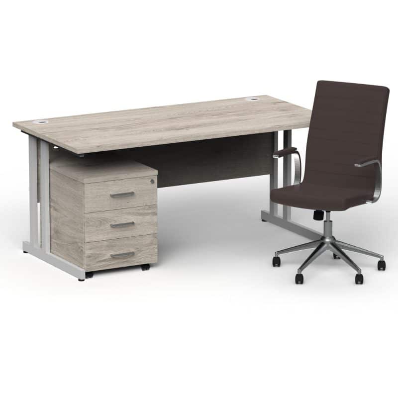Impulse 1600mm Cantilever Straight Desk With Mobile Pedestal and Ezra Brown Executive Chair - Image 23