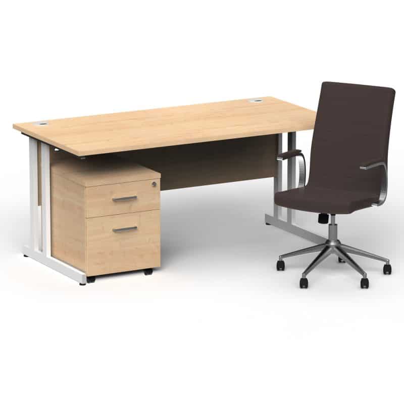 Impulse 1600mm Cantilever Straight Desk With Mobile Pedestal and Ezra Brown Executive Chair - Image 27