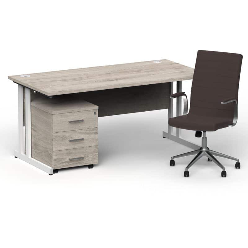 Impulse 1600mm Cantilever Straight Desk With Mobile Pedestal and Ezra Brown Executive Chair - Image 47