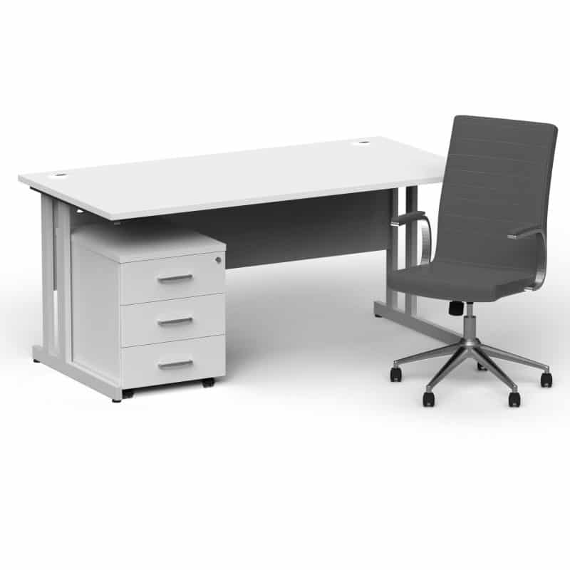 Impulse 1600mm Cantilever Straight Desk With Mobile Pedestal and Ezra Grey Executive Chair - Image 21