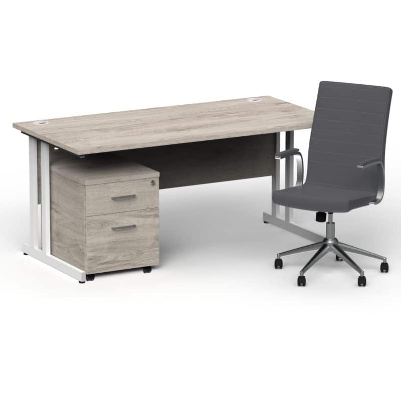 Impulse 1600mm Cantilever Straight Desk With Mobile Pedestal and Ezra Grey Executive Chair - Image 35