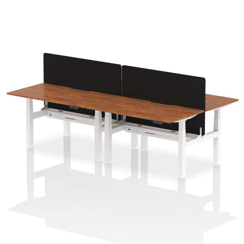 Air Back-to-Back Scalloped Edge Height Adjustable Bench Desk - 4 Person with Black Straight Screen - Image 33