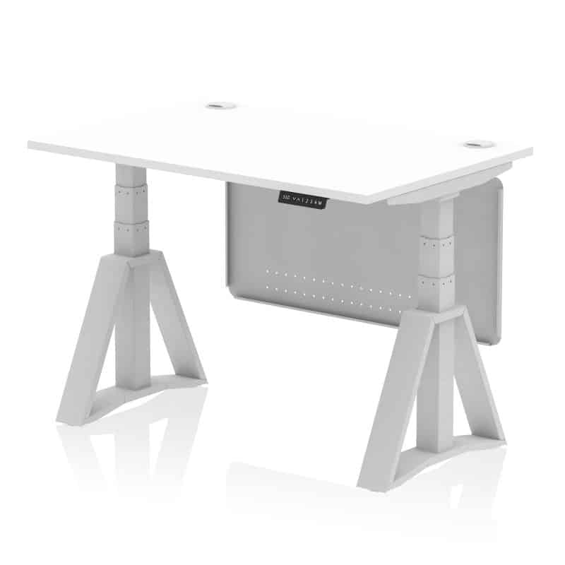 Air Height Adjustable Desk With Cable Ports With Steel Modesty Panel With Piste Foot - Image 9