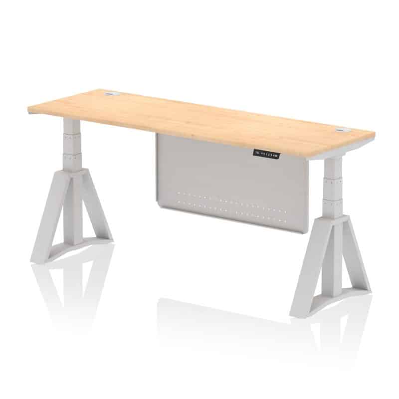 Air Height Adjustable Slimline Desk With Cable Ports With Steel Modesty Panel With Piste Foot - Image 16