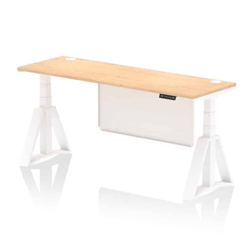 Air Height Adjustable Slimline Desk With Cable Ports With Steel Modesty Panel With Piste Foot - Image 36