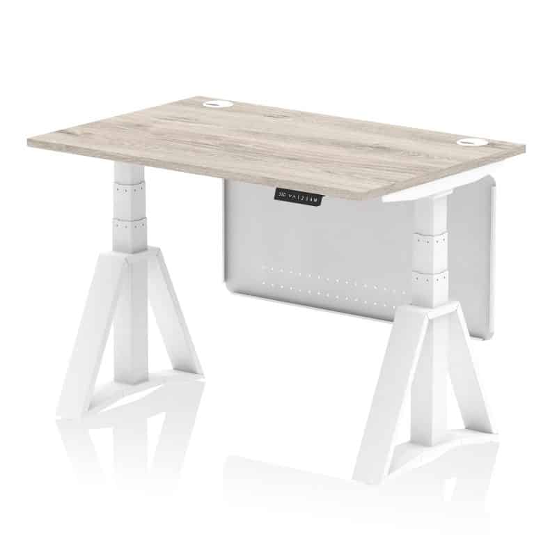 Air Height Adjustable Desk With Cable Ports With Steel Modesty Panel With Piste Foot - Image 42