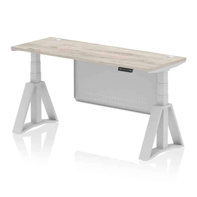 Air Height Adjustable Slimline Desk With Cable Ports With Steel Modesty Panel With Piste Foot - Image 43
