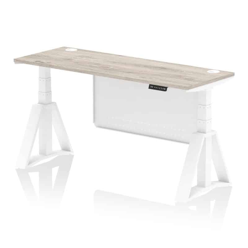 Air Height Adjustable Slimline Desk With Cable Ports With Steel Modesty Panel With Piste Foot - Image 47
