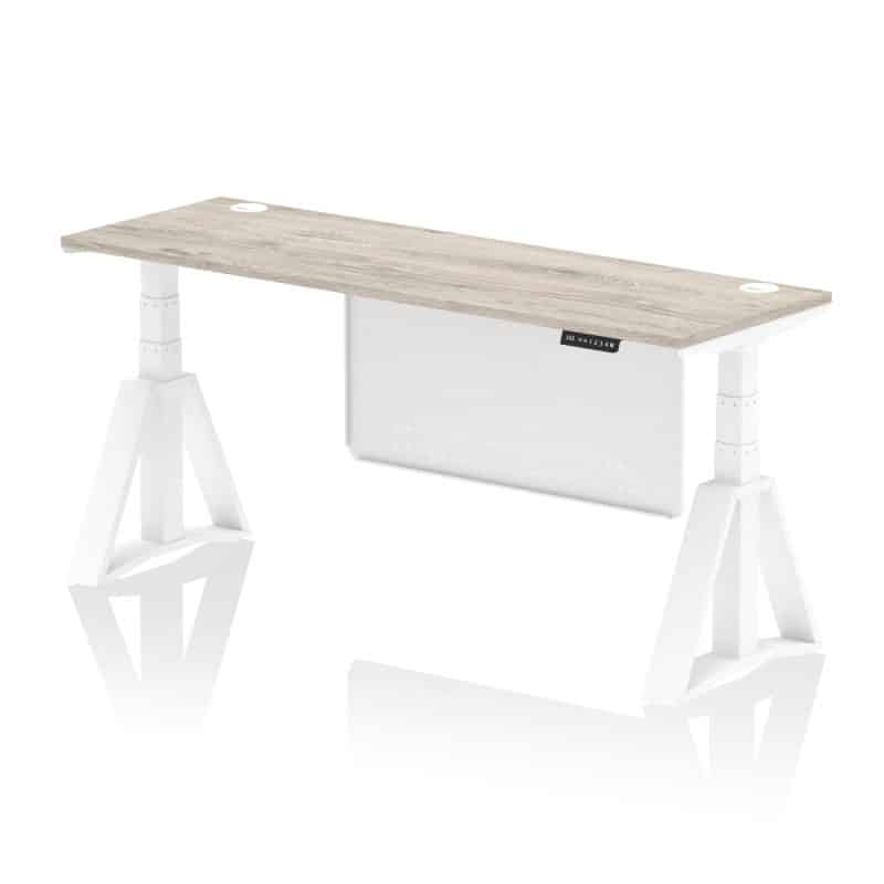 Air Height Adjustable Slimline Desk With Cable Ports With Steel Modesty Panel With Piste Foot - Image 48
