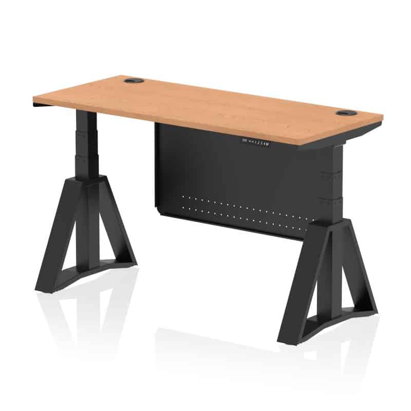 Air Height Adjustable Slimline Desk With Cable Ports With Steel Modesty Panel With Piste Foot - Image 66