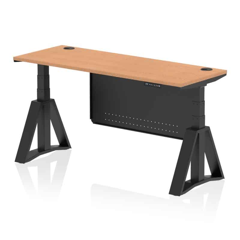 Air Height Adjustable Slimline Desk With Cable Ports With Steel Modesty Panel With Piste Foot - Image 67