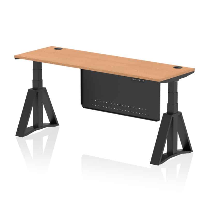 Air Height Adjustable Slimline Desk With Cable Ports With Steel Modesty Panel With Piste Foot - Image 68