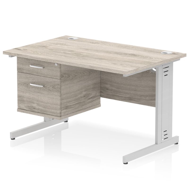 Impulse 1200mm Cable Managed Straight Desk With Single Fixed Pedestal - Image 9
