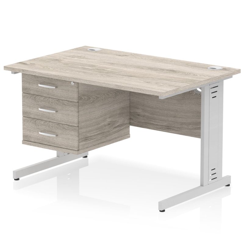 Impulse 1200mm Cable Managed Straight Desk With Single Fixed Pedestal - Image 10