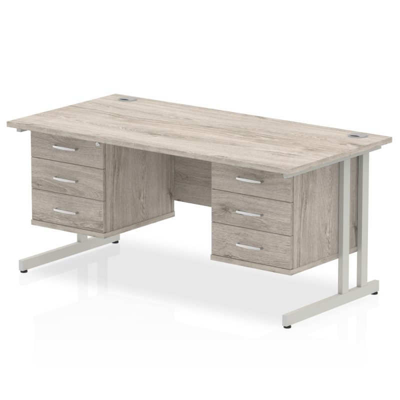 Impulse 1600mm Cantilever Straight Desk With Two Fixed Pedestal - Image 29