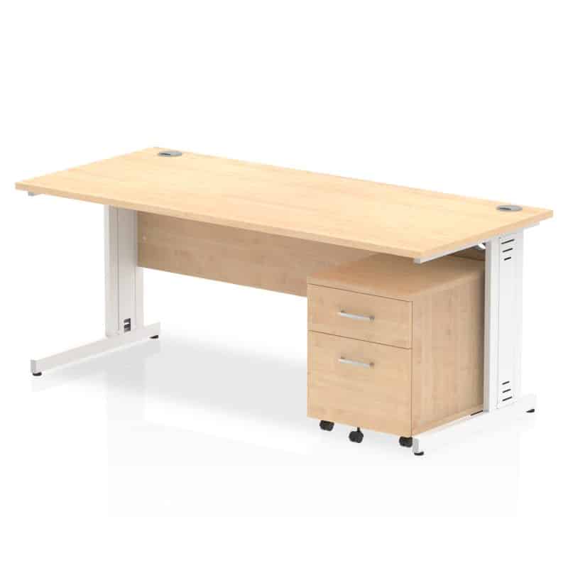 Impulse 1800mm Cable Managed Straight Desk With Mobile Pedestal - Image 11
