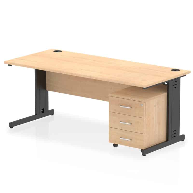 Impulse 1800mm Cable Managed Straight Desk With Mobile Pedestal - Image 35