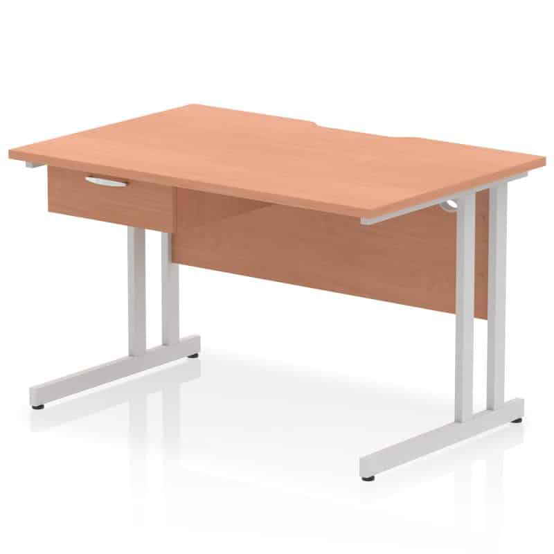 Impulse Scalloped Edge Cantilever Straight Desk With Single One Drawer Fixed Pedestal - Image 19