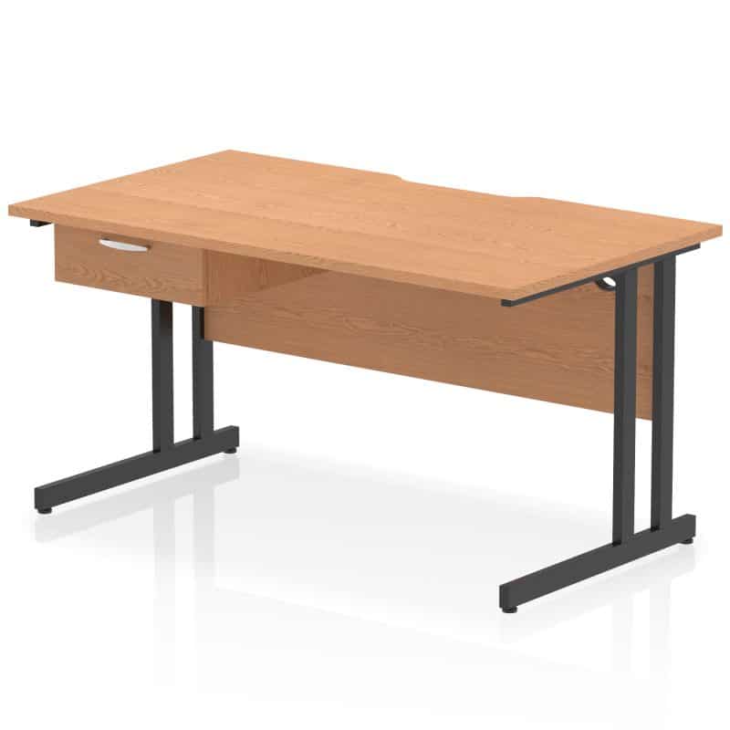 Impulse Scalloped Edge Cantilever Straight Desk With Single One Drawer Fixed Pedestal - Image 10