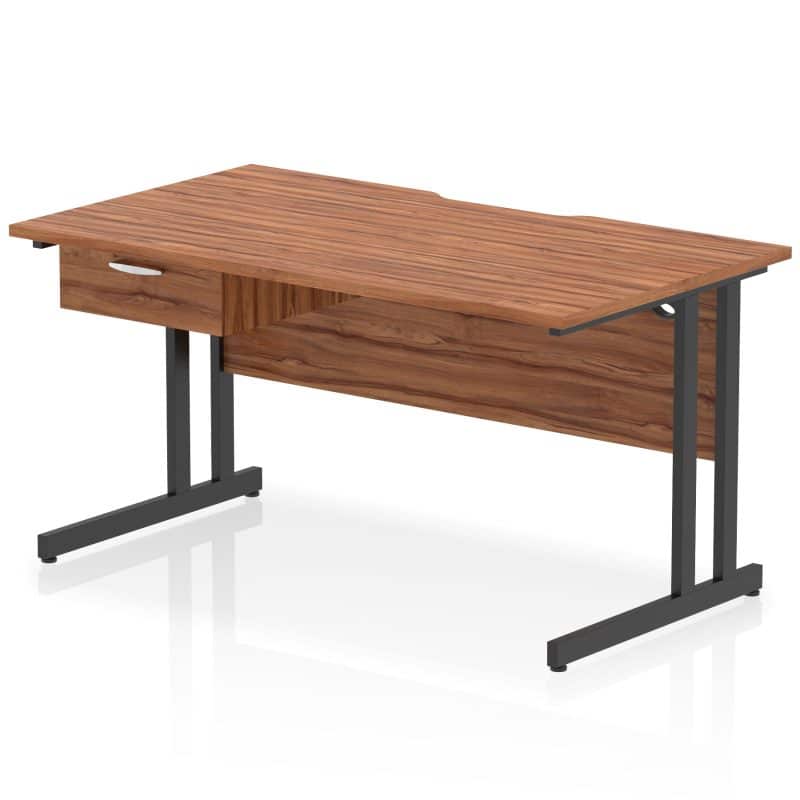 Impulse Scalloped Edge Cantilever Straight Desk With Single One Drawer Fixed Pedestal - Image 11