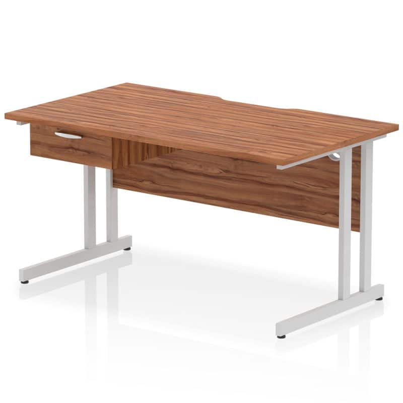 Impulse Scalloped Edge Cantilever Straight Desk With Single One Drawer Fixed Pedestal - Image 29