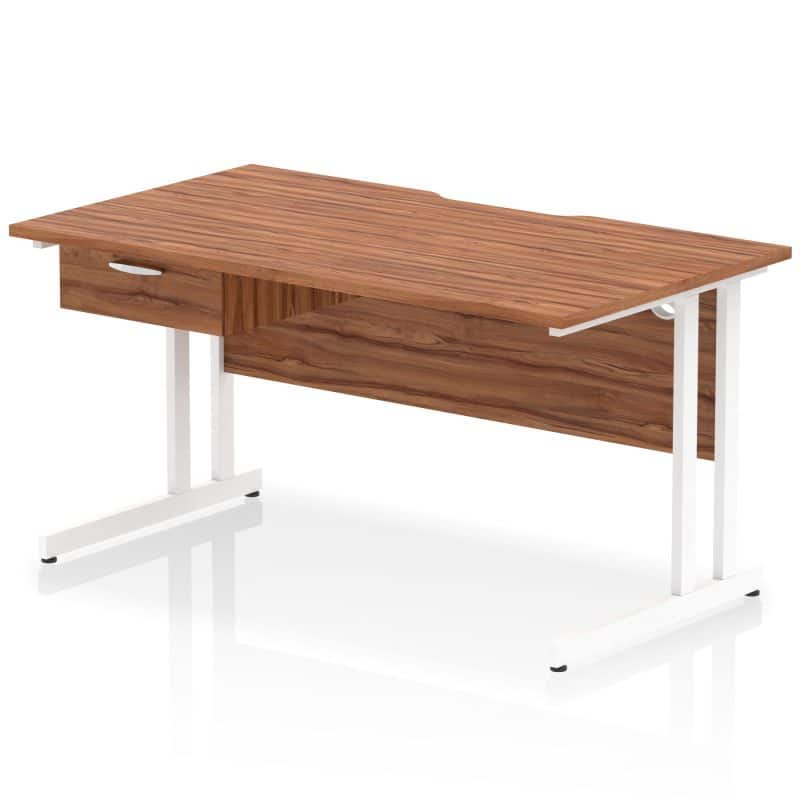 Impulse Scalloped Edge Cantilever Straight Desk With Single One Drawer Fixed Pedestal - Image 50