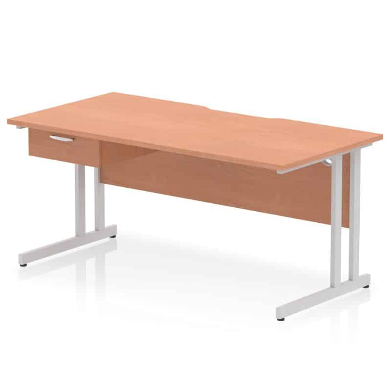 Impulse Scalloped Edge Cantilever Straight Desk With Single One Drawer Fixed Pedestal - Image 31