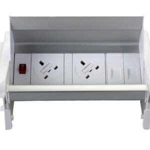 Impulse Pop-Up Module 2 x UK Sockets, 1 x Neon Switch, 1 x 500mm Lead to 3 Pole Connector in White