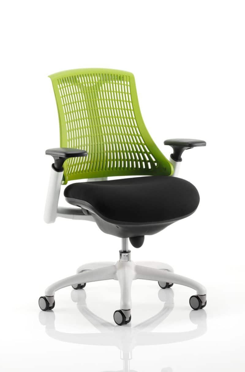 Flex Medium Back White Frame Task Operator Office Chair with Arms - Image 8
