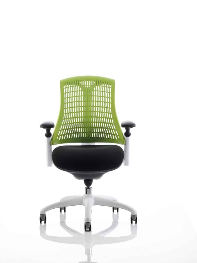 Flex Medium Back White Frame Task Operator Office Chair with Arms - Image 9
