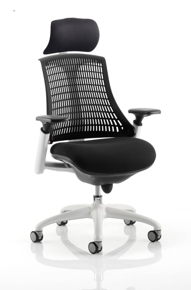 Flex Medium Back White Frame Task Operator Office Chair with Arms - Image 15