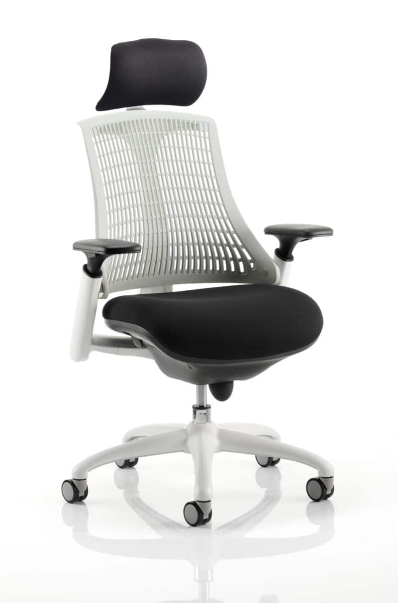 Flex Medium Back White Frame Task Operator Office Chair with Arms - Image 17