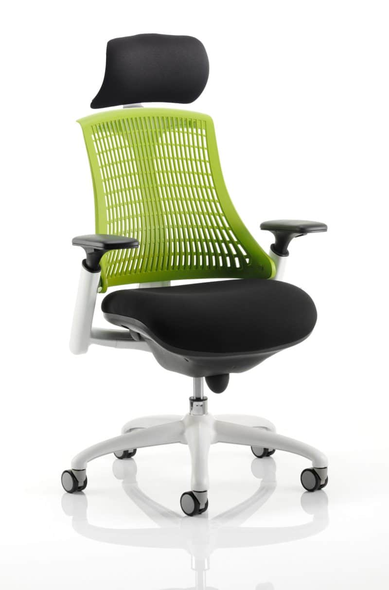 Flex Medium Back White Frame Task Operator Office Chair with Arms - Image 21