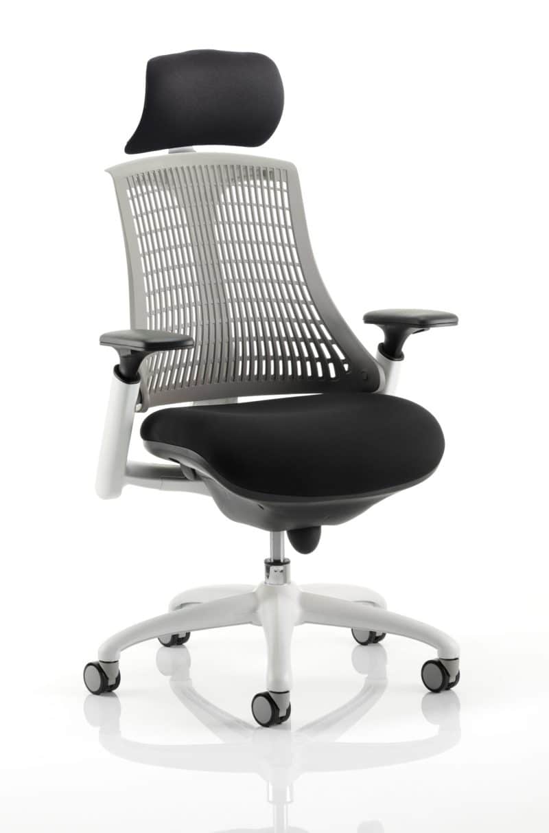 Flex Medium Back White Frame Task Operator Office Chair with Arms - Image 27