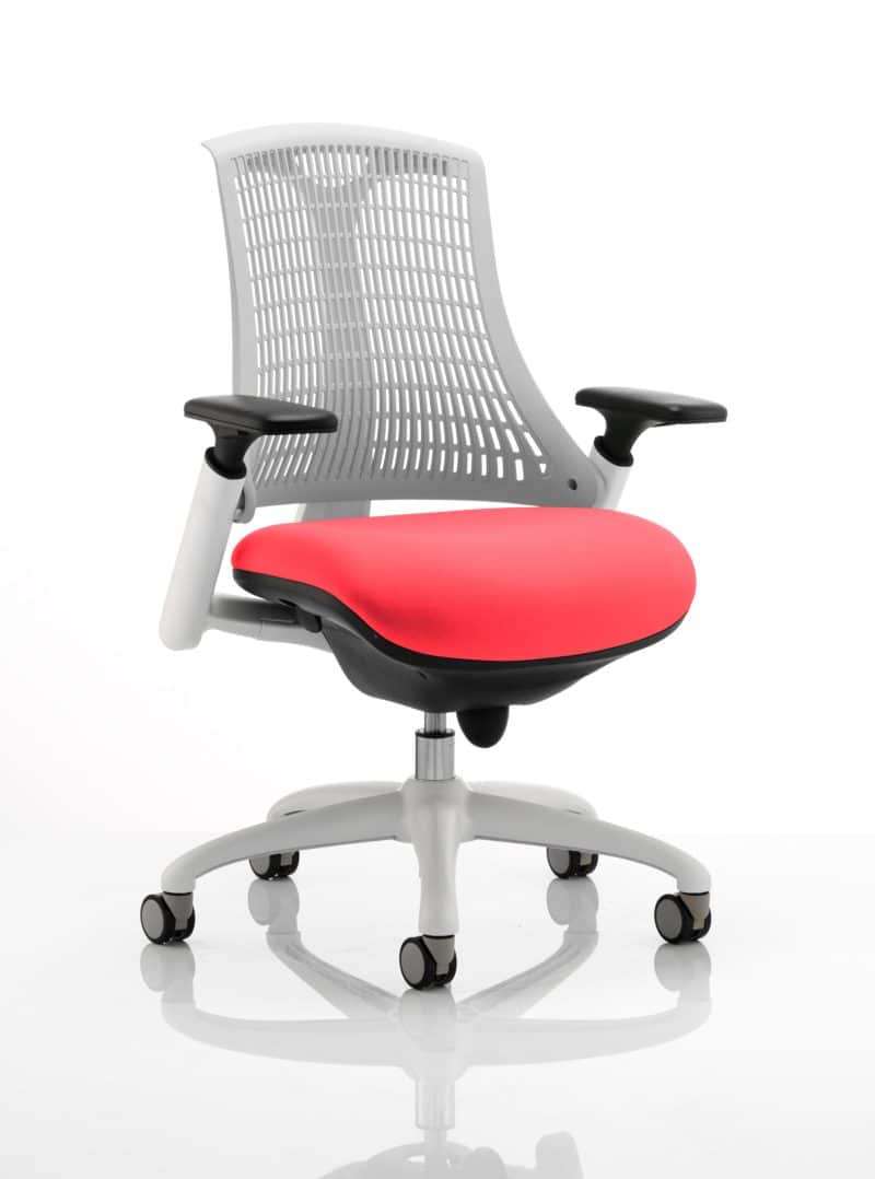 Flex Medium Back White Frame Task Operator Office Chair with Arms - Image 29