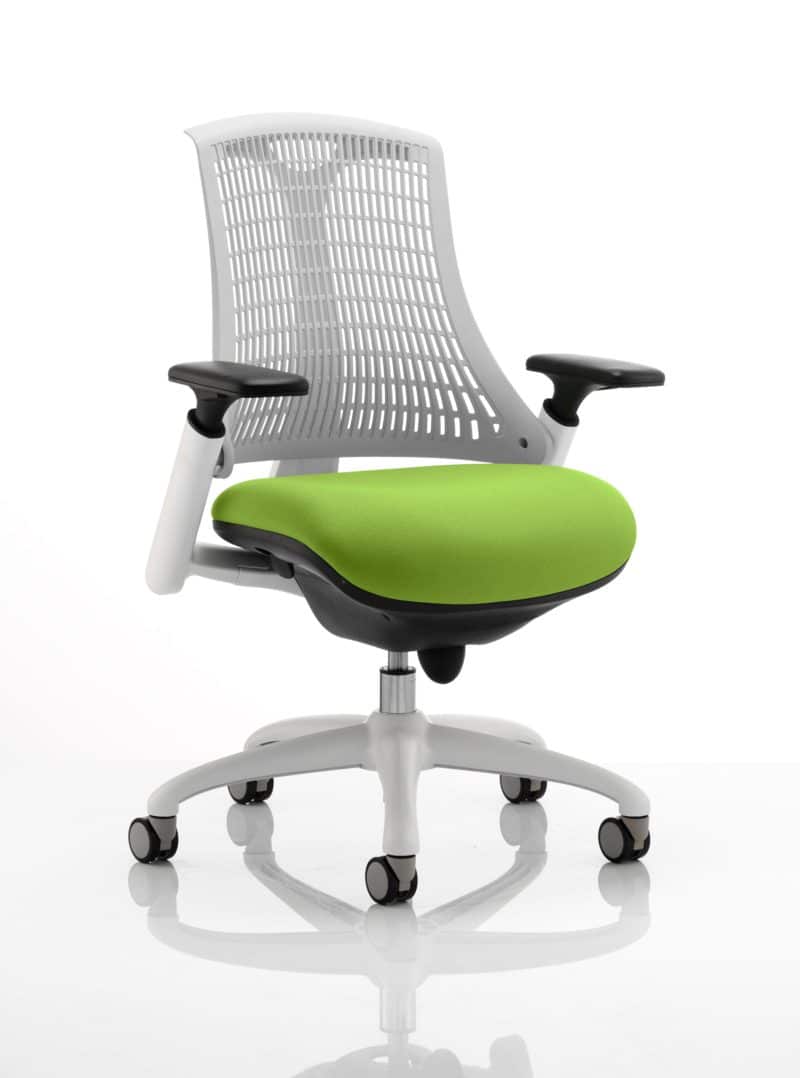 Flex Medium Back White Frame Task Operator Office Chair with Arms - Image 30