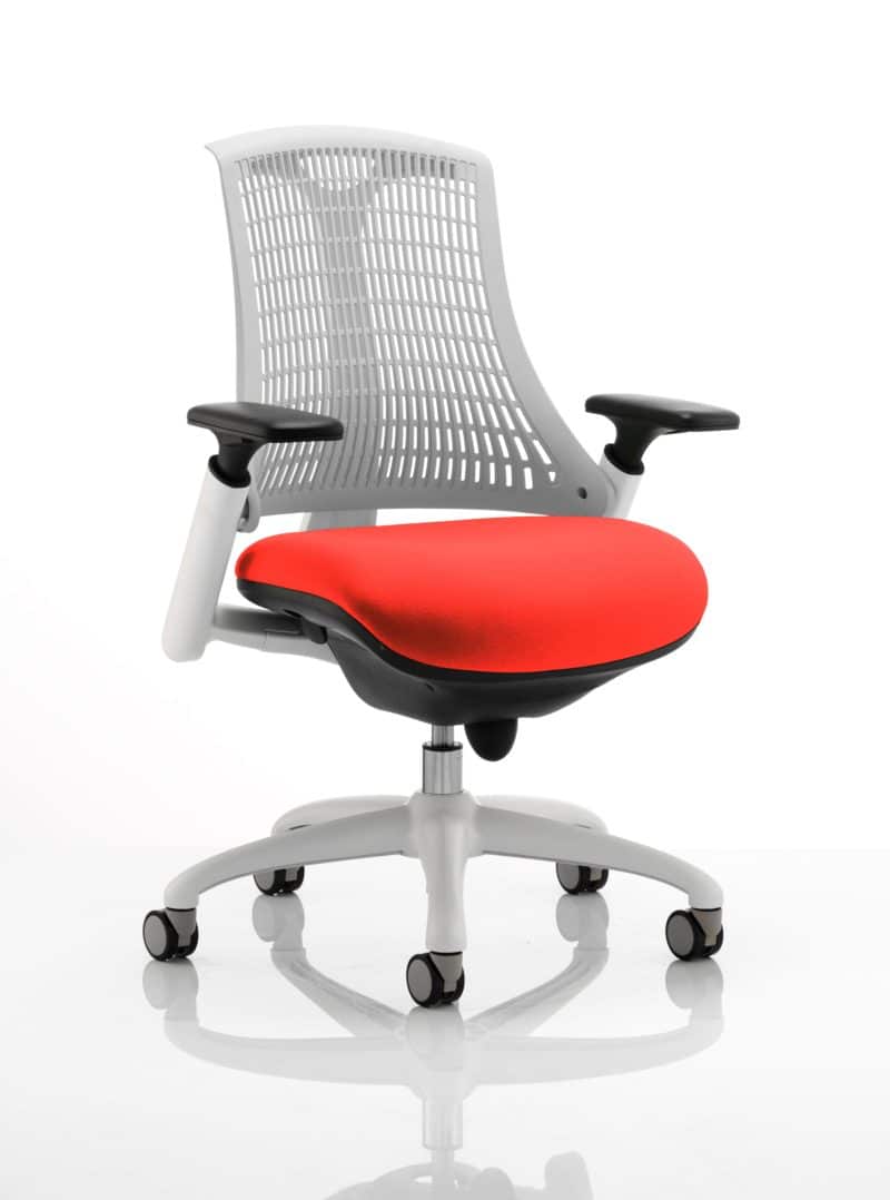 Flex Medium Back White Frame Task Operator Office Chair with Arms - Image 32