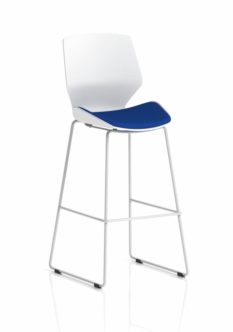 Florence White Frame Fabric Seat High Stool Chair - Image 9