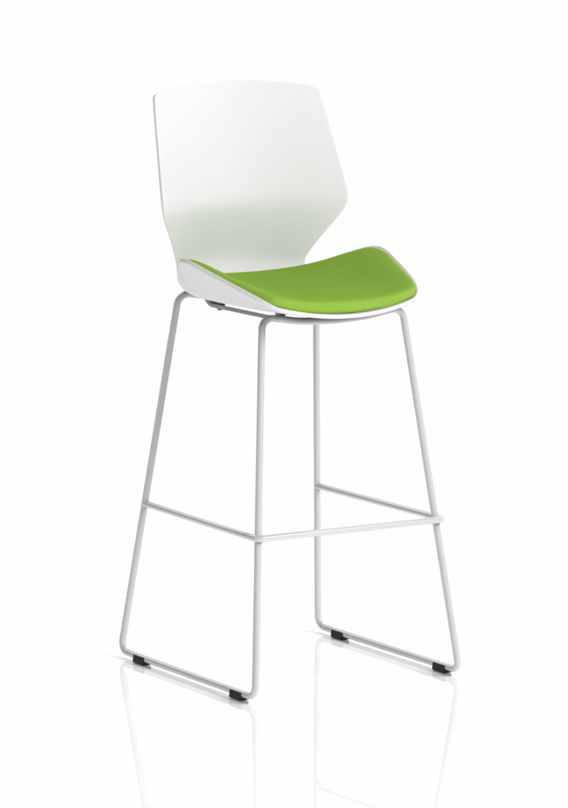 Florence White Frame Fabric Seat High Stool Chair - Image 10