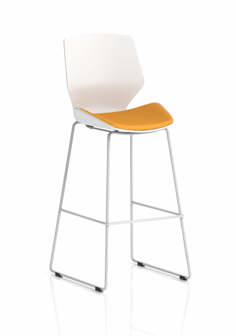 Florence White Frame Fabric Seat High Stool Chair - Image 16
