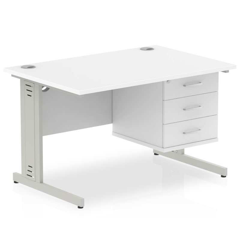 Impulse 1200mm Cable Managed Straight Desk With Single Fixed Pedestal - Image 40