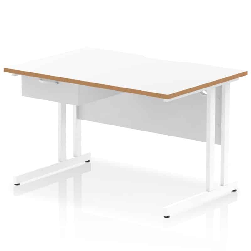 Impulse Scalloped Edge Cantilever Straight Desk With Single One Drawer Fixed Pedestal - Image 37